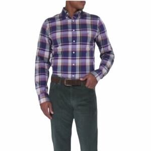 GANT Purple And White Plaid Collared Button Down Shirt